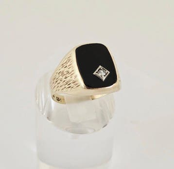Zonder minimumprijs - Zegelring - 8 karaat Geel goud - Onyx, Handtassen en Accessoires