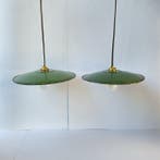 2 Enameled Hanging Lamps for Industrial and Vintage, Antiek en Kunst