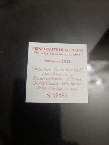 Monaco. 2 Euro 2022 Albert Ier Proof