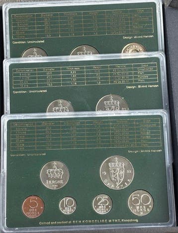 Noorwegen. Olav V. 5 Kroner 1982/1984, 3 Year Set (Zonder