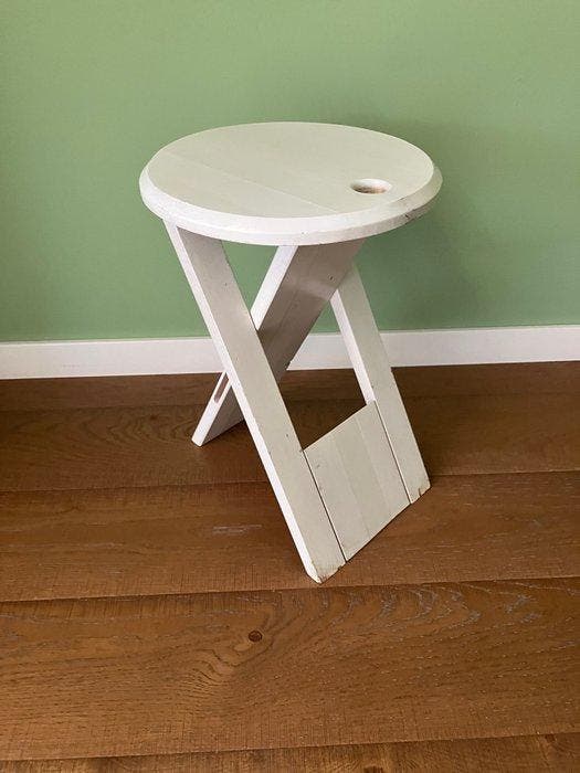 Kruk - Hout - Opvouwbare kruk, Antiek en Kunst, Kunst | Designobjecten