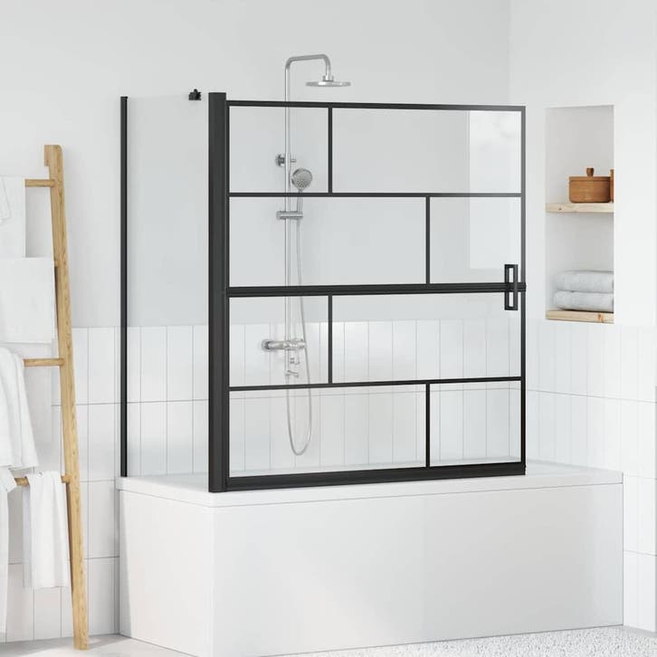 vidaXL Bad Douche Scherm Zwart en Transparant 116 x 68 x 128, Bricolage & Construction, Sanitaire, Envoi
