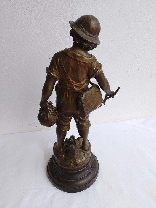 F. Moreau - sculptuur, Giovane Scolaro - 46 cm -, Antiquités & Art, Antiquités | Céramique & Poterie