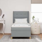 vidaXL Boxspring bed met matras Lichtgrijs 90 x 200 cm Stof, Verzenden, Nieuw