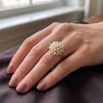 Bague - 18 carats Or jaune - Perle - Fabriqué en Italie -, Bijoux, Sacs & Beauté