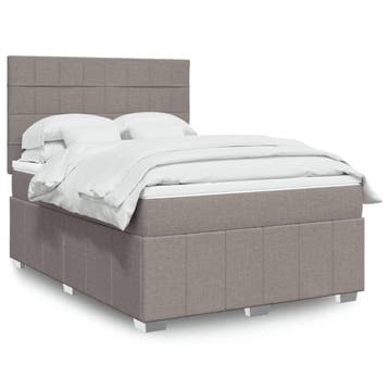 vidaXL Boxspring met matras stof taupe 160x200 cm, Verzenden, Nieuw