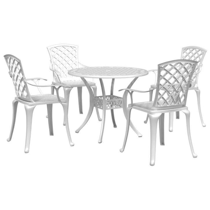 vidaXL 5-delige Tuinset gietaluminium wit, Tuin en Terras, Tuinsets en Loungesets, Tuinset, Nieuw, Verzenden