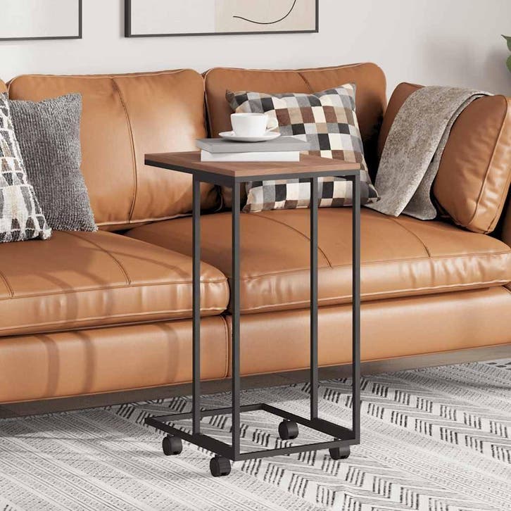 vidaXL Bijzettafel met wieltjes 40x30x63,5 bewerkt hout, Maison & Meubles, Tables | Tables de salon, Envoi