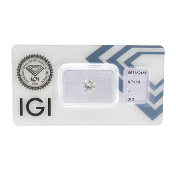 0,71 ct. Briljant geslepen diamant; Kleur J; Kwaliteit SI..., Ophalen of Verzenden, Zo goed als nieuw