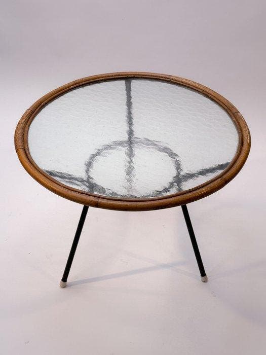Rohé Noordwolde - Table - Verre, Métal, Rotin - Table en, Antiek en Kunst, Antiek | Meubels | Stoelen en Sofa's