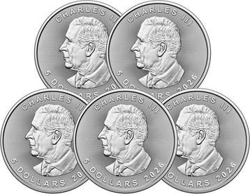 5 Troy Ounce - Zilver .999 - Maple Leaf 2026 - 155,5 gram -