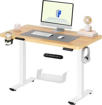 Zit sta bureau - Elektrisch - Verstelbaar - 110x60 cm - Wit/, Huis en Inrichting, Verzenden, Nieuw