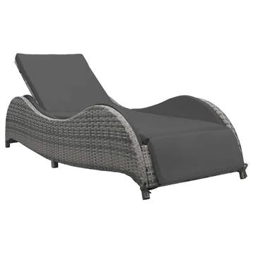 vidaXL Ligbed met kussen poly rattan antraciet, Verzenden