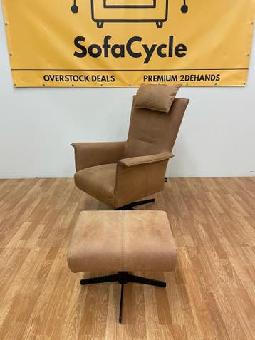 H&H fauteuil met voetbank. Nieuwprijs 1800 euro/ Sofacycle, Maison & Meubles, Fauteuils, Ophalen of Verzenden
