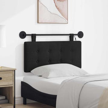 vidaXL Hangend hoofdbord Met LED-verlichting Zwart Stof, Verzenden