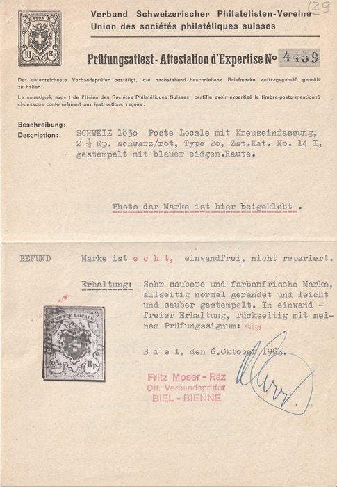 Zwitserland 1850 - Poste Locale - SBK nr 14I, Postzegels en Munten, Postzegels | Europa | België
