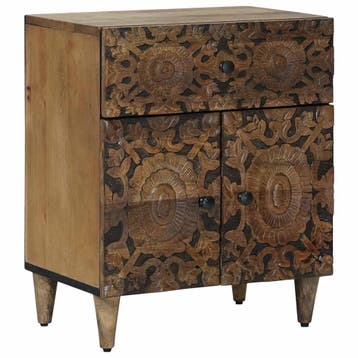 vidaXL Bedkast Bruin 50 x 33 x 60 cm Massief Mango Hout, Verzenden