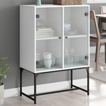 vidaXL Bijzetkast met glazen deuren 69x37x100 cm wit, Huis en Inrichting, Kasten | Dressoirs, Verzenden, Nieuw