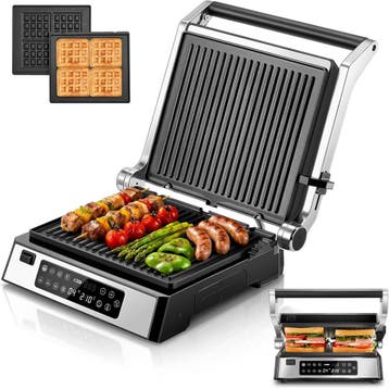 Contactgrill 4-in-1 XL 2200W | Tweede kansje | OP = OP, Elektronische apparatuur, Verzenden, Vaatmachinebestendige platen, Zo goed als nieuw