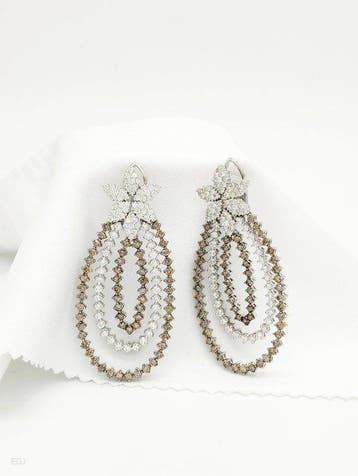 Boucles doreilles - 18 carats Or blanc Diamant (Naturelle)