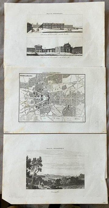 Bury - Versailles - 3 Ansichten - 1850, Antiek en Kunst