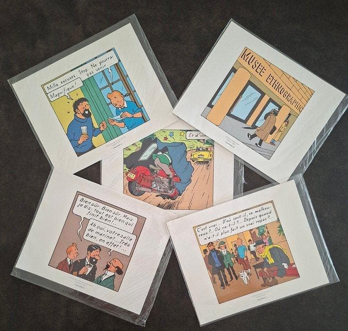 Tintin - 15 Lithographies Scènes des albums Tintin - 15, Livres, BD