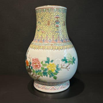 Vaas - Porselein - China - Familie rose vaas, Antiek en Kunst
