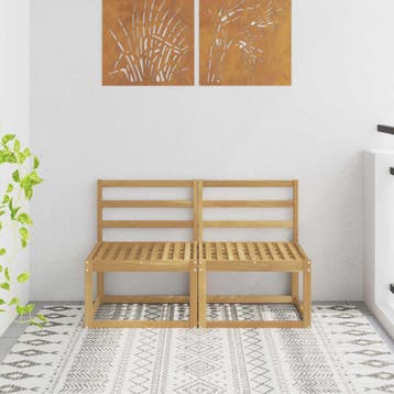 vidaXL 2 Stuk Buiten Midden Sofa Massief Acacia Hout Wit, Verzenden