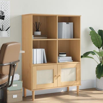 vidaXL Boekenkast SENJA rattan-look 90x35x130 cm grenenhout, Verzenden, Nieuw