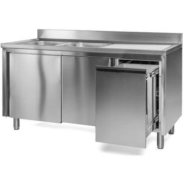 Spoeltafel | RVS | 2 Spoelbakken (Links) + Afdruipvlak |, Verzenden, Nieuw in verpakking