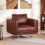 vidaXL Fauteuil met verchroomde poten kubus kunstleer bruin, Verzenden, Nieuw