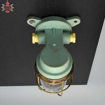 Lampe murale - Laiton, Verre, Métal - Lampe à cage, Antiquités & Art
