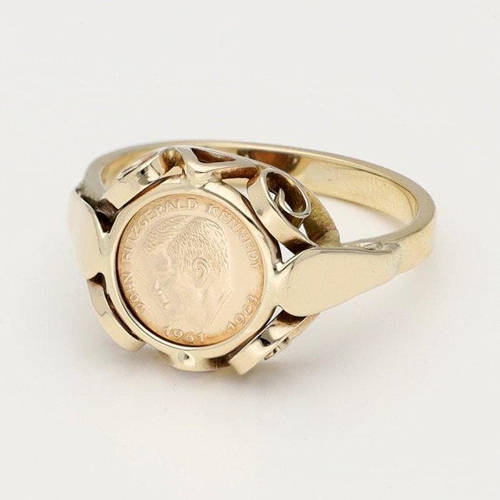 Zonder minimumprijs - Ring - 14 karaat Geel goud, Handtassen en Accessoires, Ringen