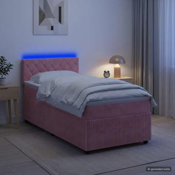 vidaXL Boxspringbed met matras met hoofdeinde Roze 90 x 190, Maison & Meubles, Verzenden