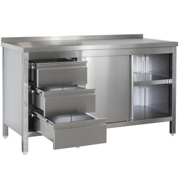 Werkbank | RVS | Schuifdeuren + Laden (Links) | Diepte 700, Verzenden, Nieuw in verpakking