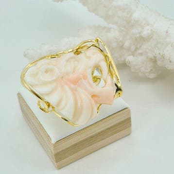Corail - Argent, Plaqué or - Bague - CORALLO ROSA, Antiquités & Art