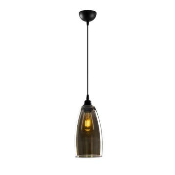 Glazen Hanglamp -E27 fitting - Smoked - Laredo, Verzenden, Nieuw, Glas, Modern