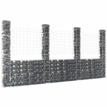 vidaXL Schanskorf U-vormig met 4 palen 380x20x200 cm ijzer, Verzenden, Nieuw