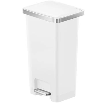 Pedaalemmer | HANA | Kunststof/RVS | Wit | 45L | Klapdeksel, Verzenden, Nieuw in verpakking