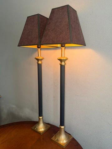 Aura Essentials - Lampadaire colonne - Laiton, tissu - Une