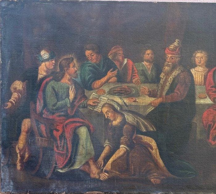 Italiaanse school (XVIII) - Scena Biblica, Antiek en Kunst, Kunst | Schilderijen | Klassiek