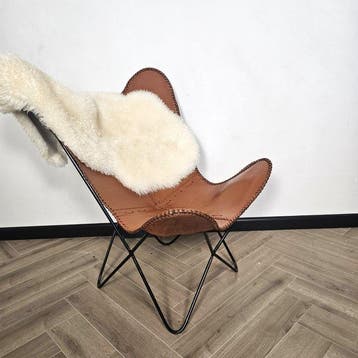 Stoel - Butterfly stoel (3107) - Leder, IJzer, Antiek en Kunst