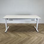 Haworth verstelbaar bureau vv kabelgoot  200x80 cm, wit, Huis en Inrichting, Bureaus, In hoogte verstelbaar, Gebruikt