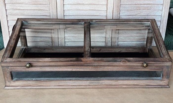 Vitrine - Tafel vitrine - Hout, Glas - Grote Toonbankvitrine, Antiek en Kunst, Curiosa en Brocante