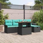 vidaXL Tuinbank Set 6 pcs Zwart poly rattan, Verzenden, Nieuw