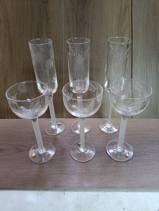 glass line - Drinkset (6) - Kristal - Champagne- en, Antiek en Kunst, Curiosa en Brocante