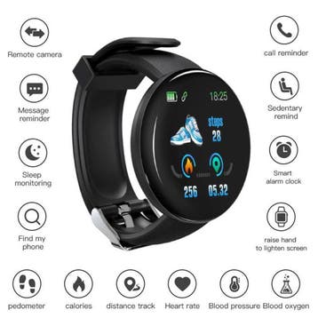 Originele D18 Smartwatch Curved HD Smartphone Fitness Sport, Verzenden, Nieuw, Stuff Certified®