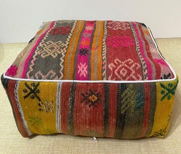 Kelim Poef - Kelim - 48 cm - 48 cm