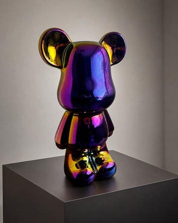 sculptuur, XXL Pop Art Bear Sculpture – 49 cm – Iridescent