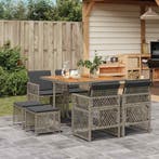 vidaXL 9-delige Tuinset met kussens poly rattan grijs, Verzenden, Nieuw, Tuinset